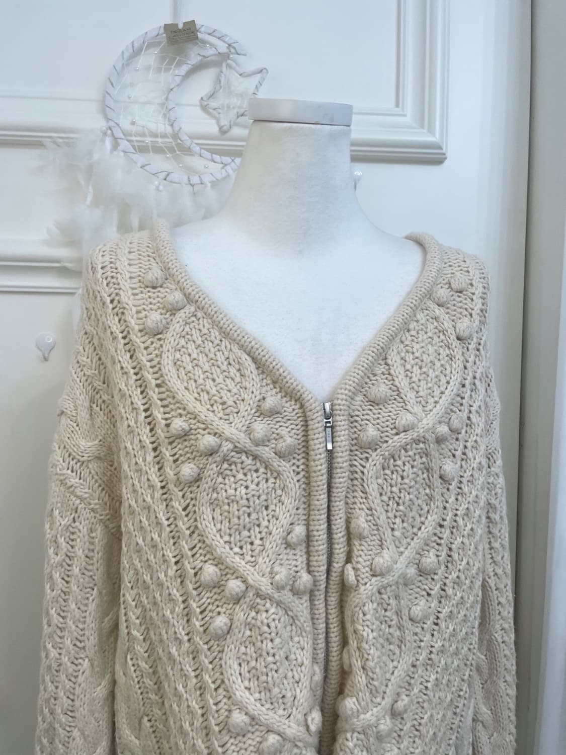 ivory twist pongpong point cute zip-up 상품이미지5