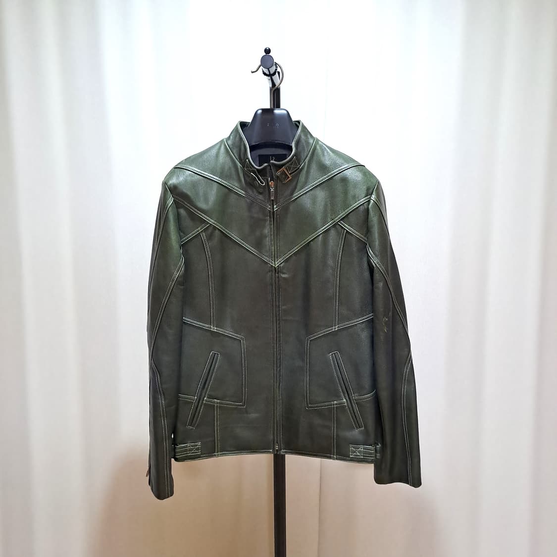 산양가죽 카키 절개스티치 싱글자켓 100 B45 상품이미지1