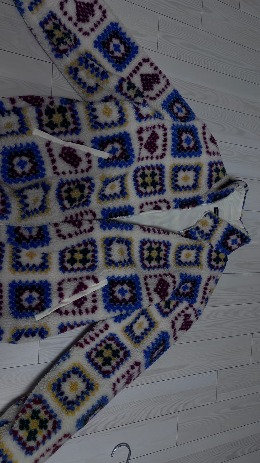 론론 하트 크로셰 패턴 플리스 자켓 아이보리 상품이미지2