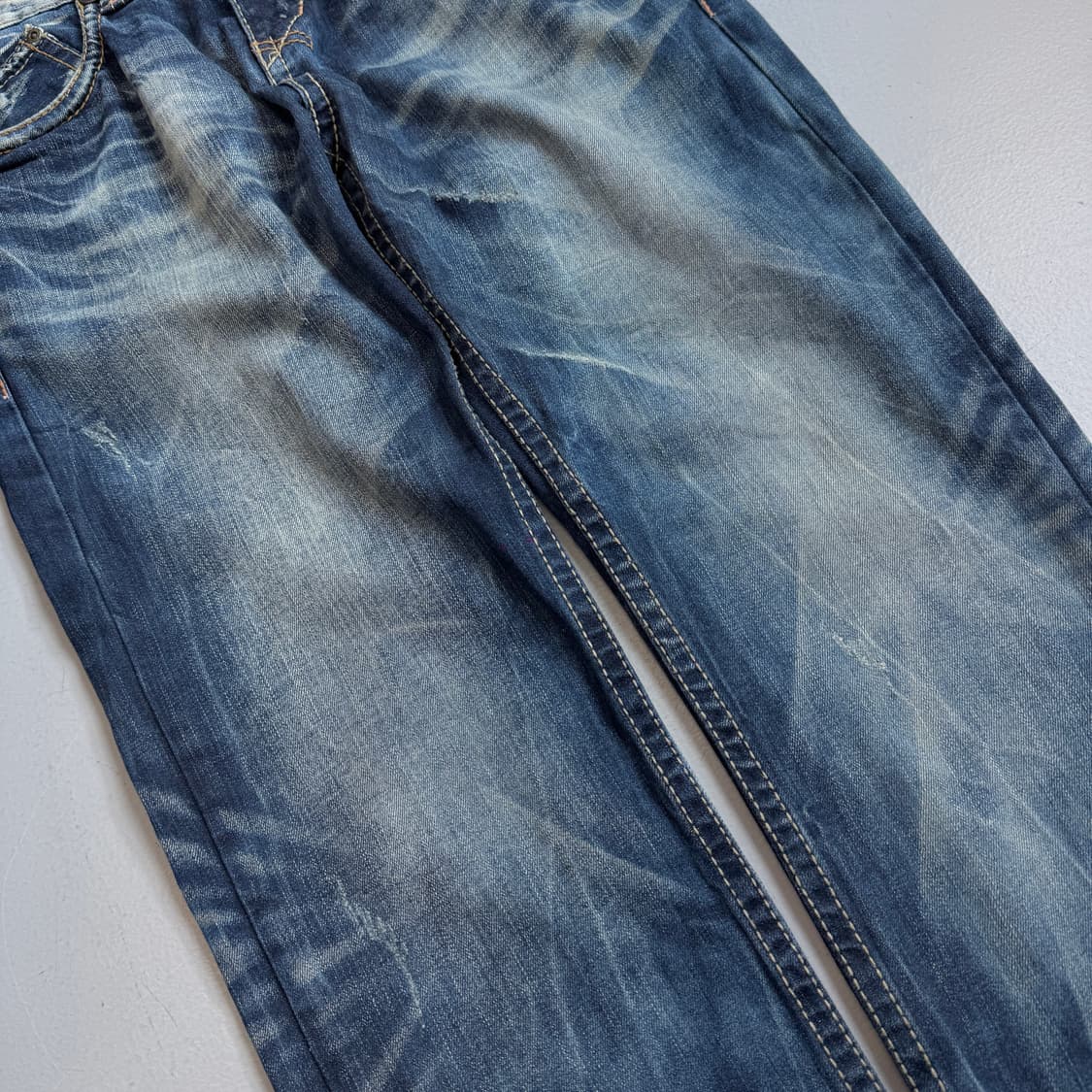 새깅 워싱 빈티지 데님팬츠 상품이미지5