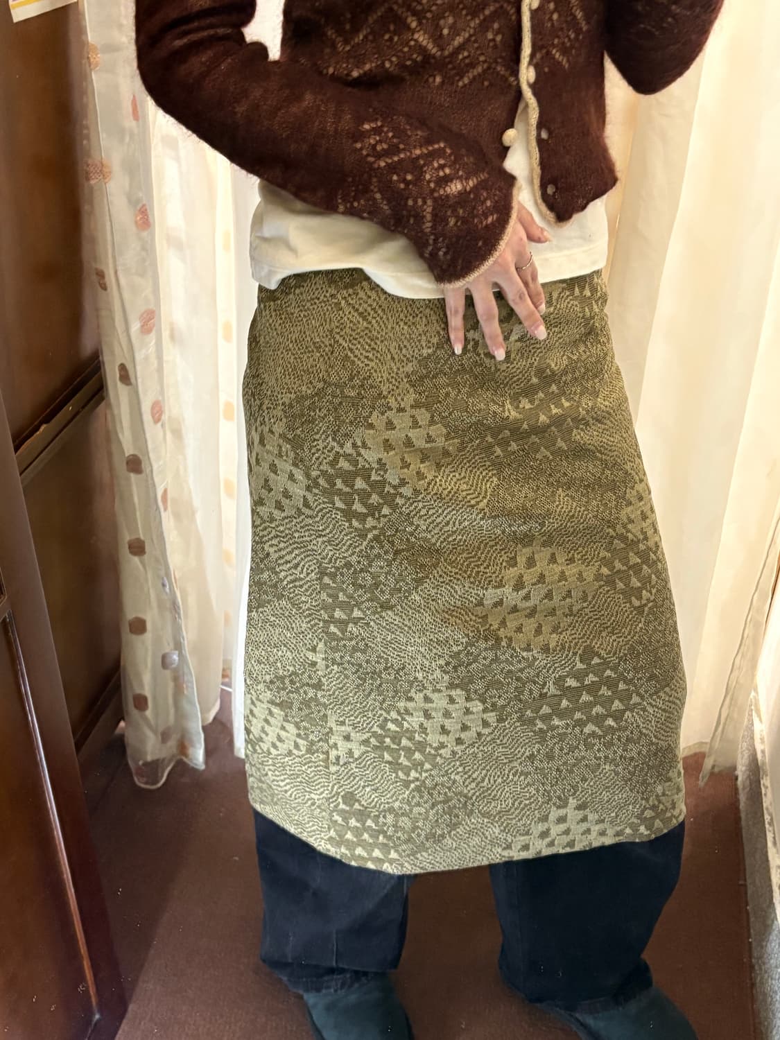 Japanese vintage patterned midi skirt 상품이미지3