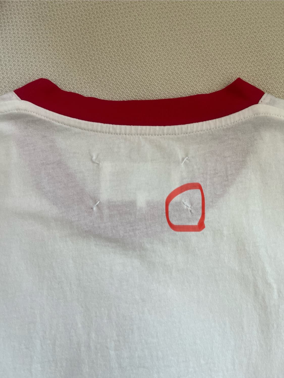 남성 마르지엘라 티셔츠 L사이즈 (레드) 상품이미지3