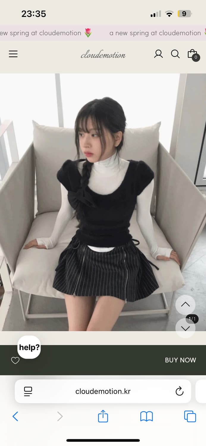 클라우드이모션 클모 우디 라운드 하프 반팔 니트 레이어드 탑 다크네이비 상품이미지1