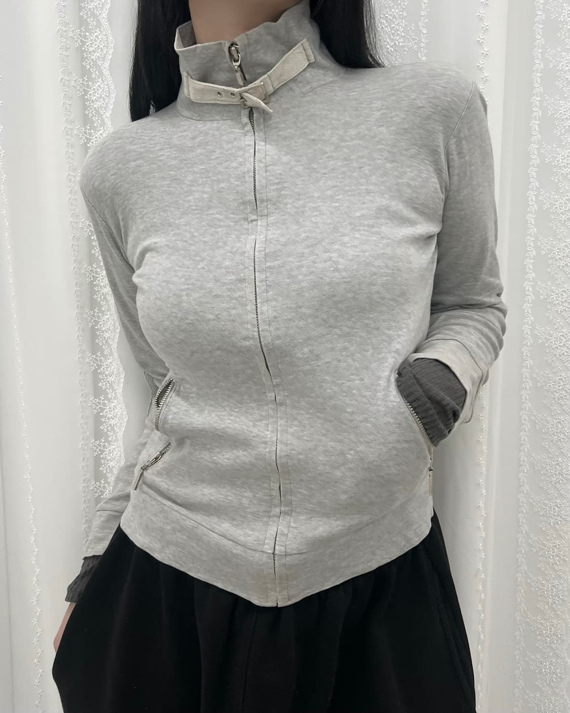 그레이 버클 디테일 와투케 집업 상품이미지1