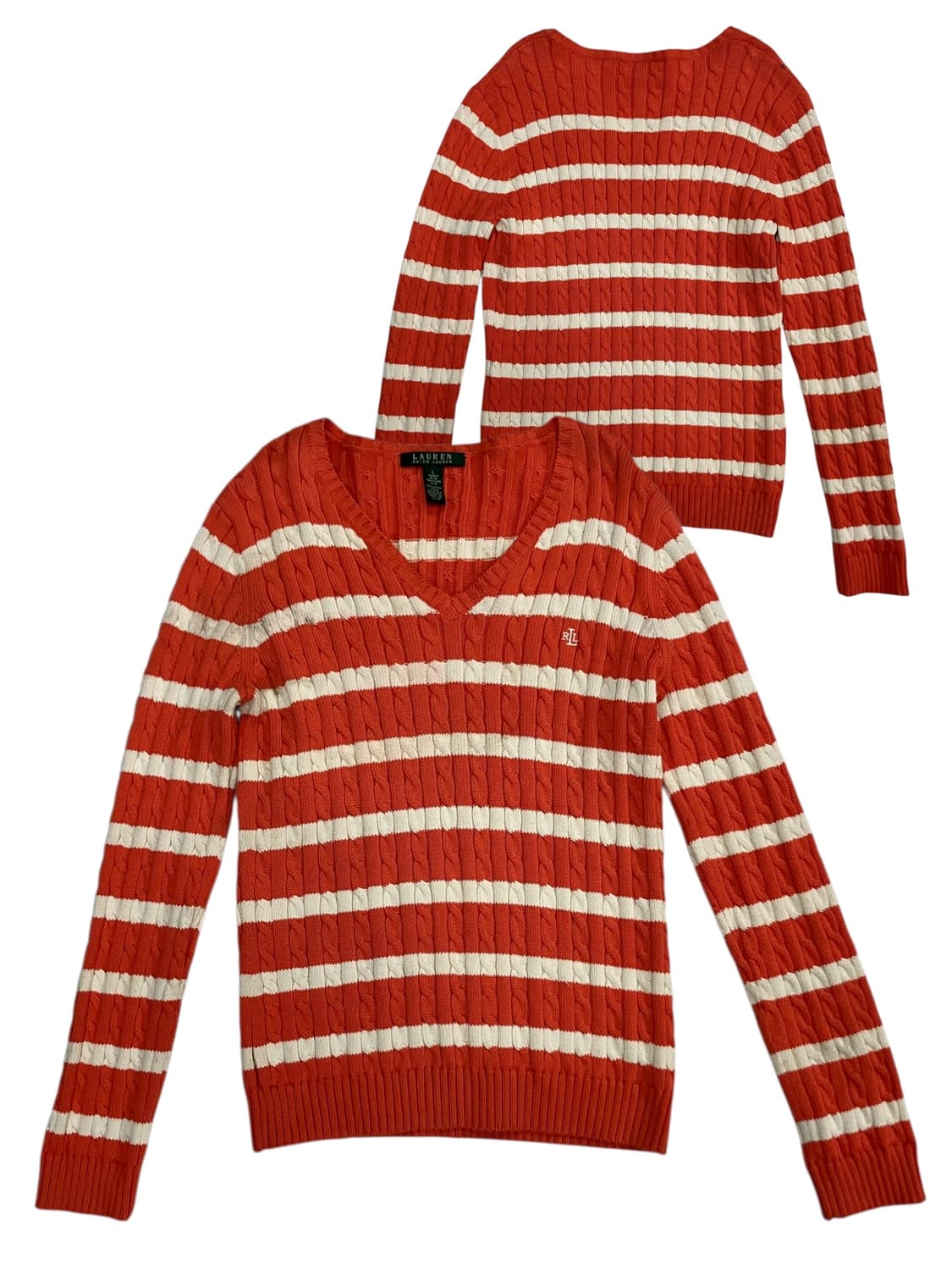 로렌 랄프로렌 스트라이프 브이넥 니트 L 상품이미지1