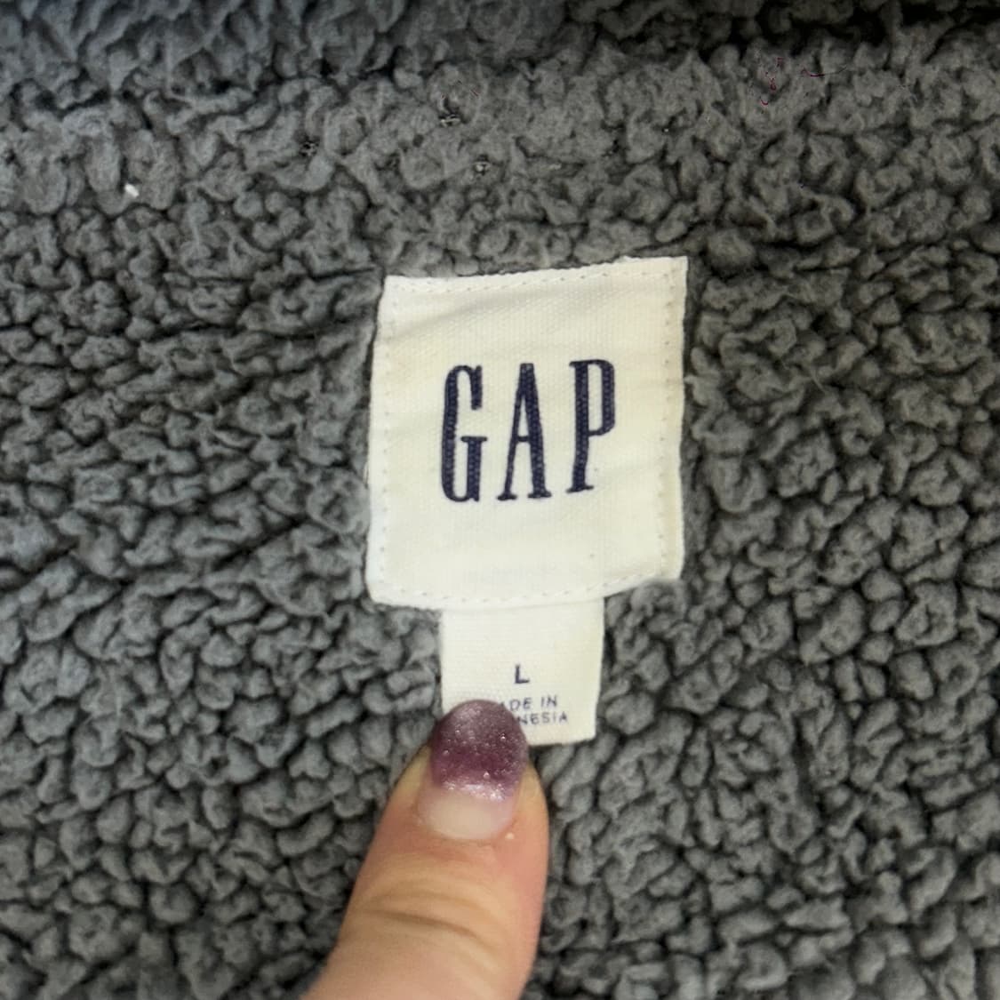 GAP 갭 블랙 로고 퍼 안감 그레이 후드집업  상품이미지5