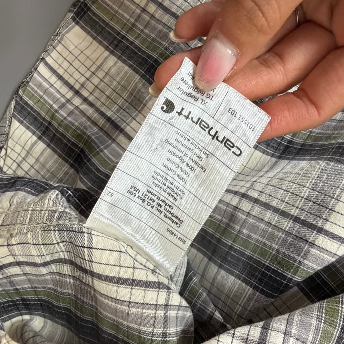 칼하트 릴렉스드핏 체크 반팔셔츠 XL 상품이미지5