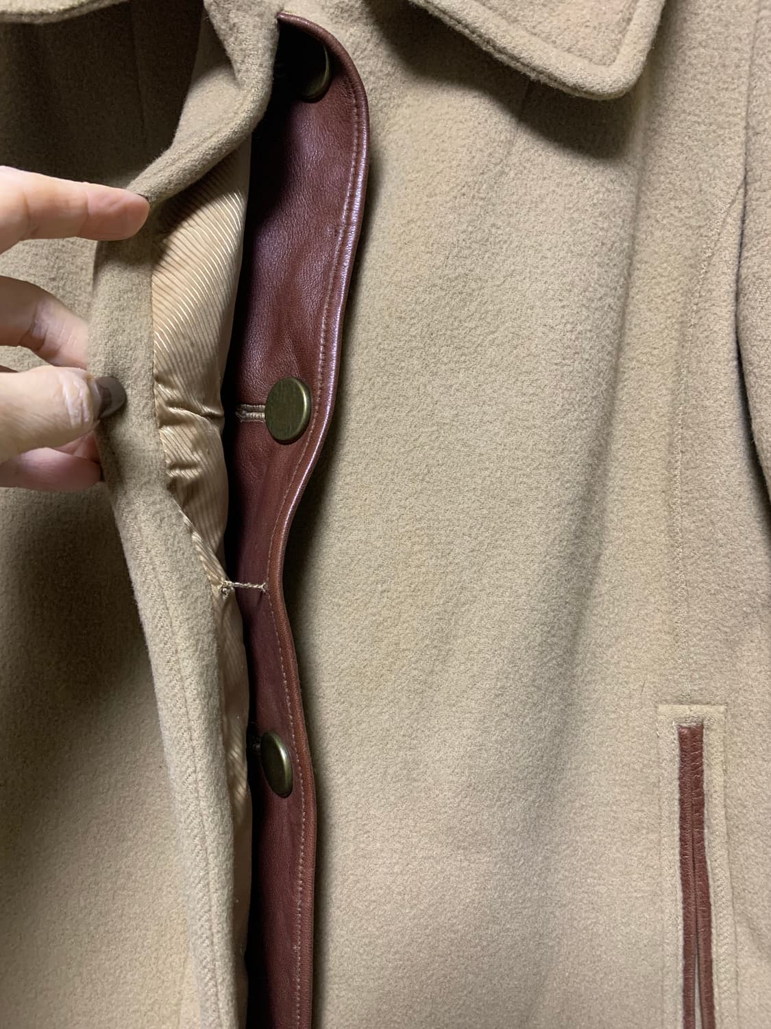 시스템 100%모직 코트 양가죽배색 상품이미지7