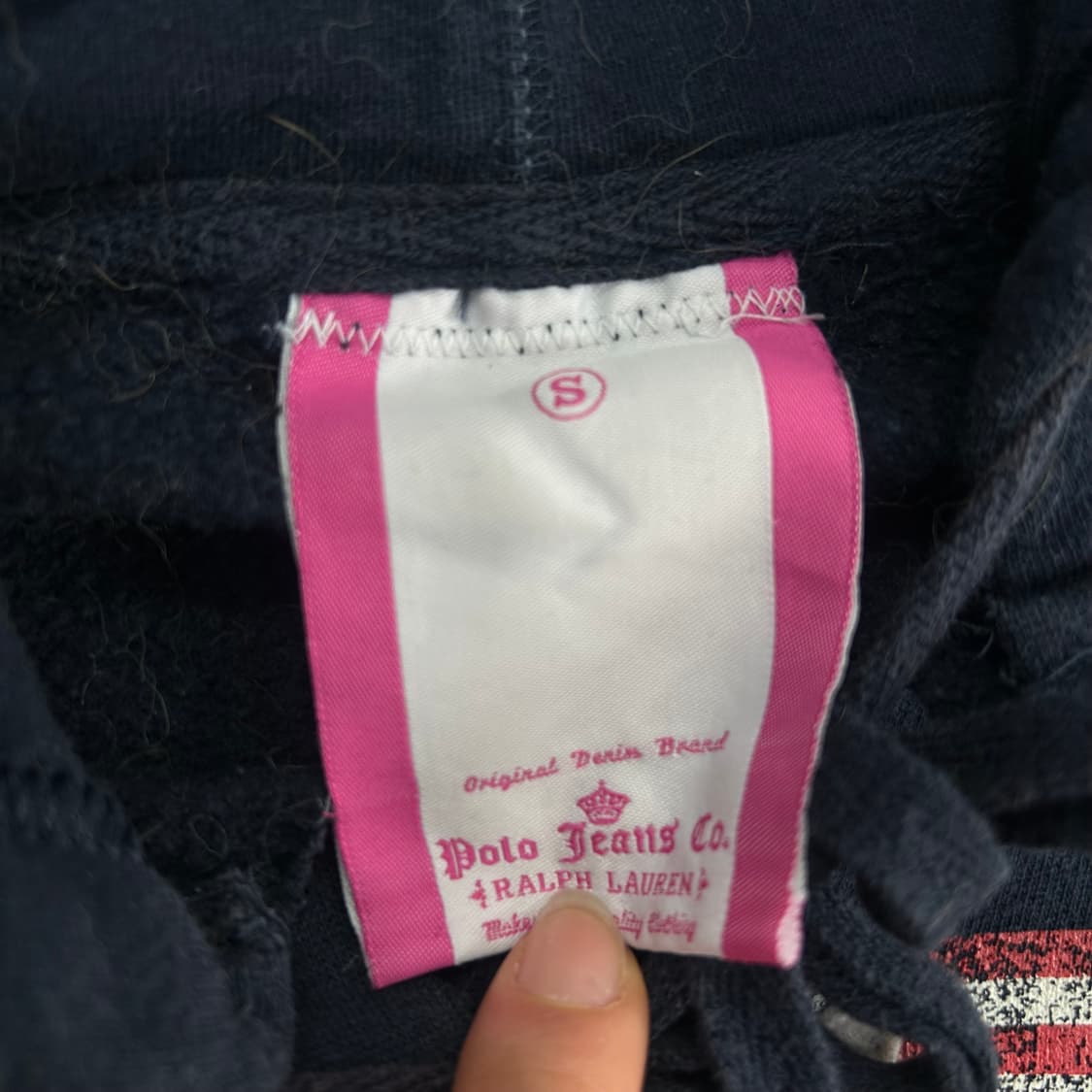 Polo 폴로 진스 레터링 로고 성조기 네이비 후드티 상품이미지5