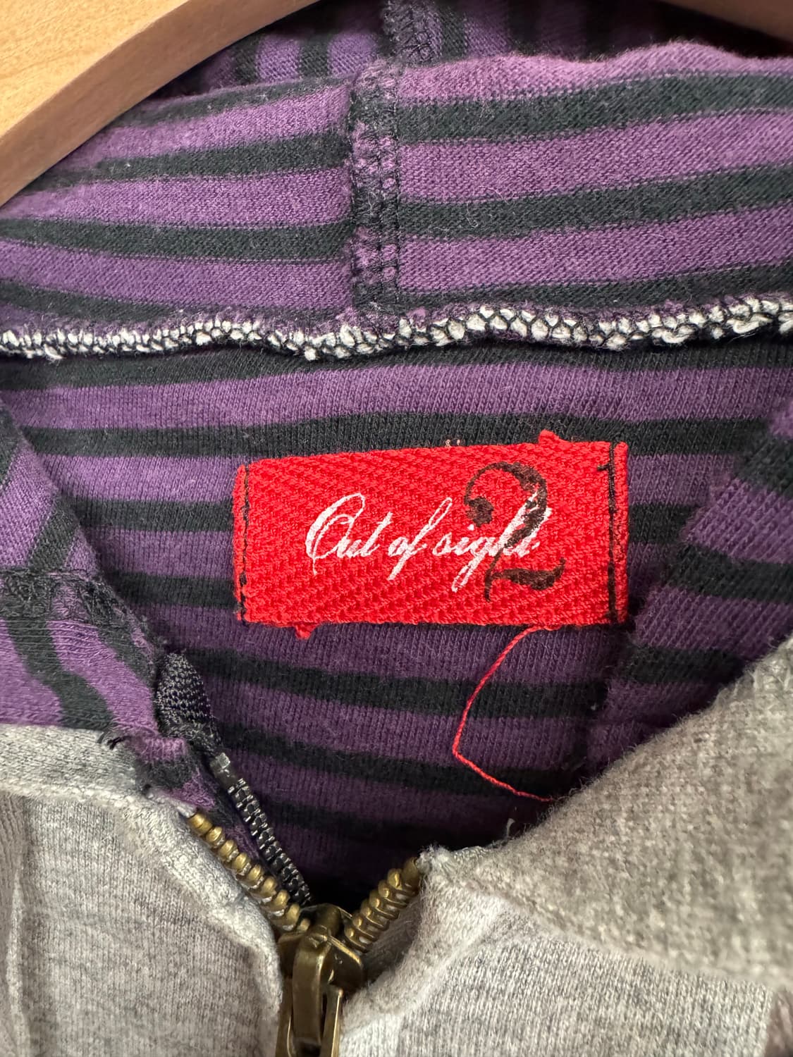 japanese vintage 스트라이프 레이어드 투웨이 후드 집업 상품이미지3