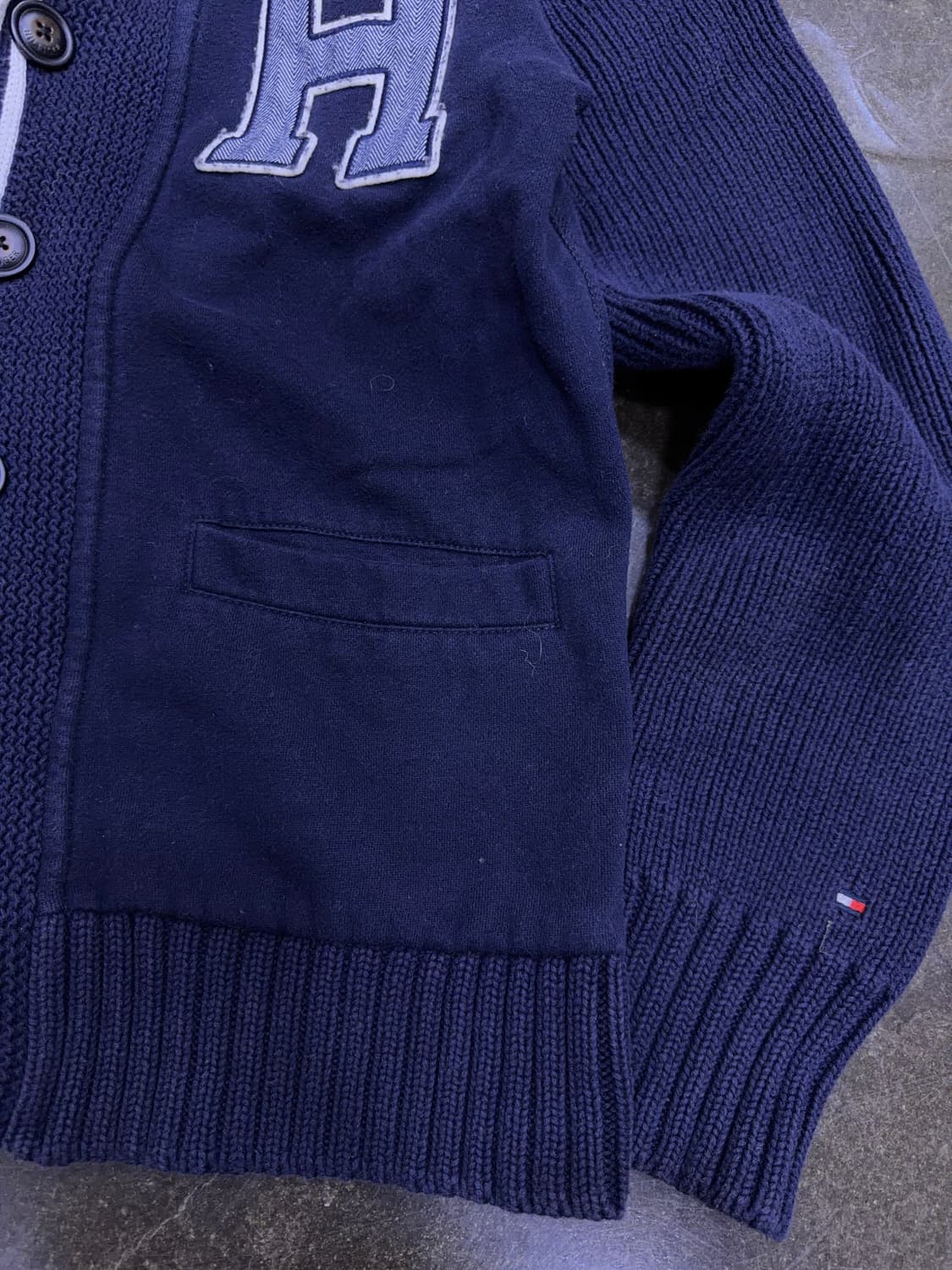 타미힐피거 H 로고 캐쥬얼 숄카라 가디건 네이비 M 상품이미지5