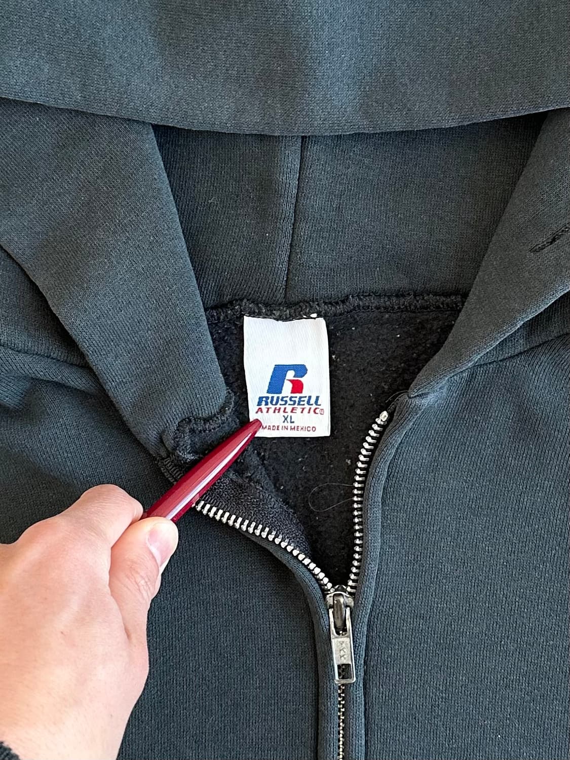 00s 빈티지 러셀 후드집업 다크그린 XL 상품이미지6