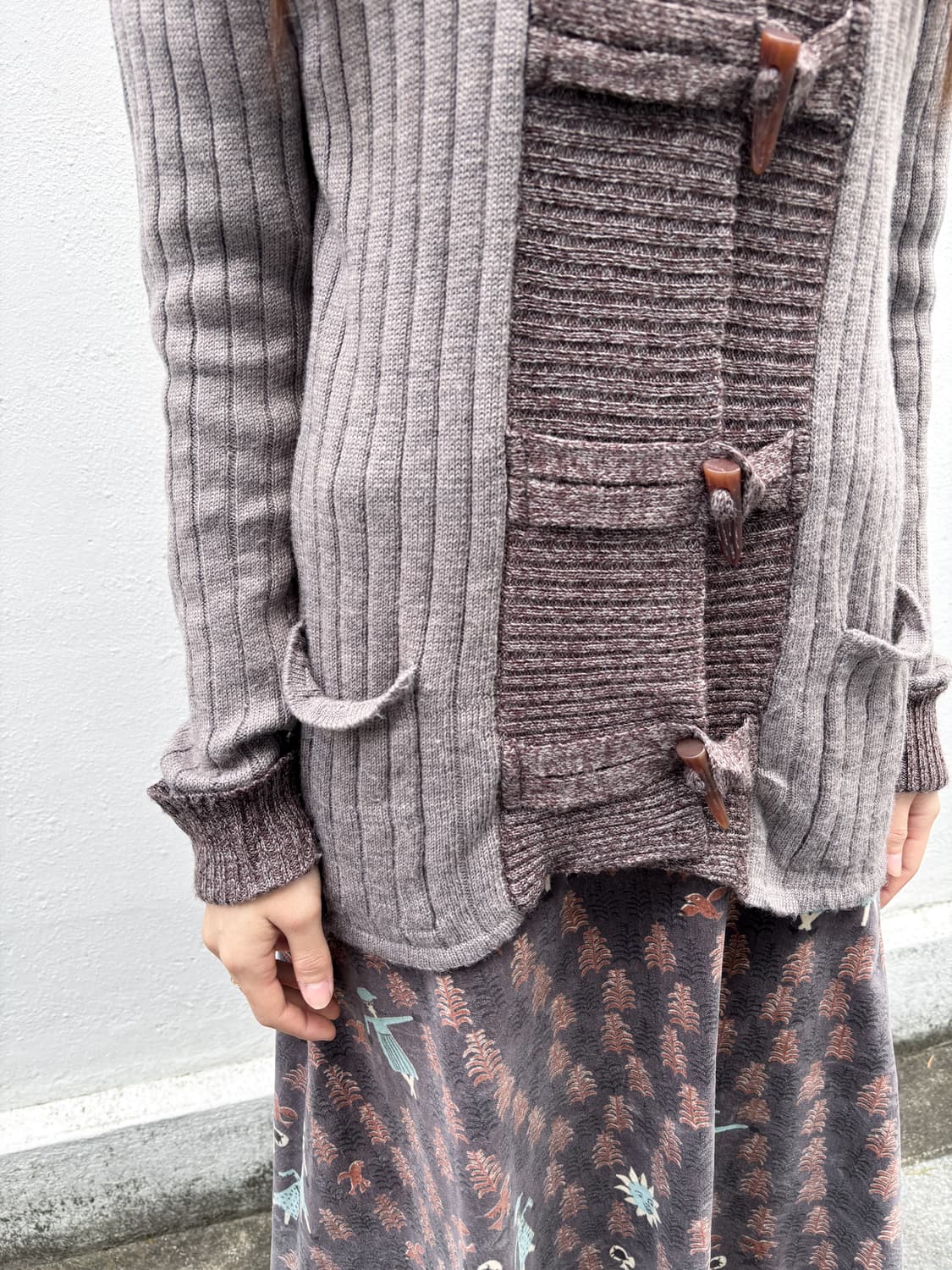 빈티지 인디핑크 토글 니트 가디건 상품이미지3