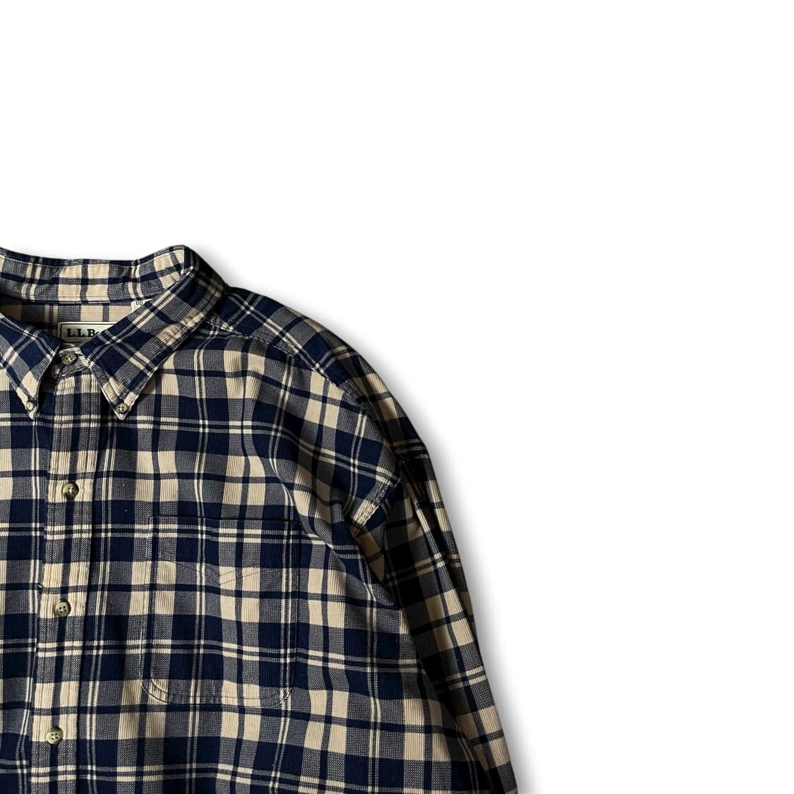 엘엘빈 네이비 베이지 체크 코듀로이 긴팔 셔츠 XXL  상품이미지2