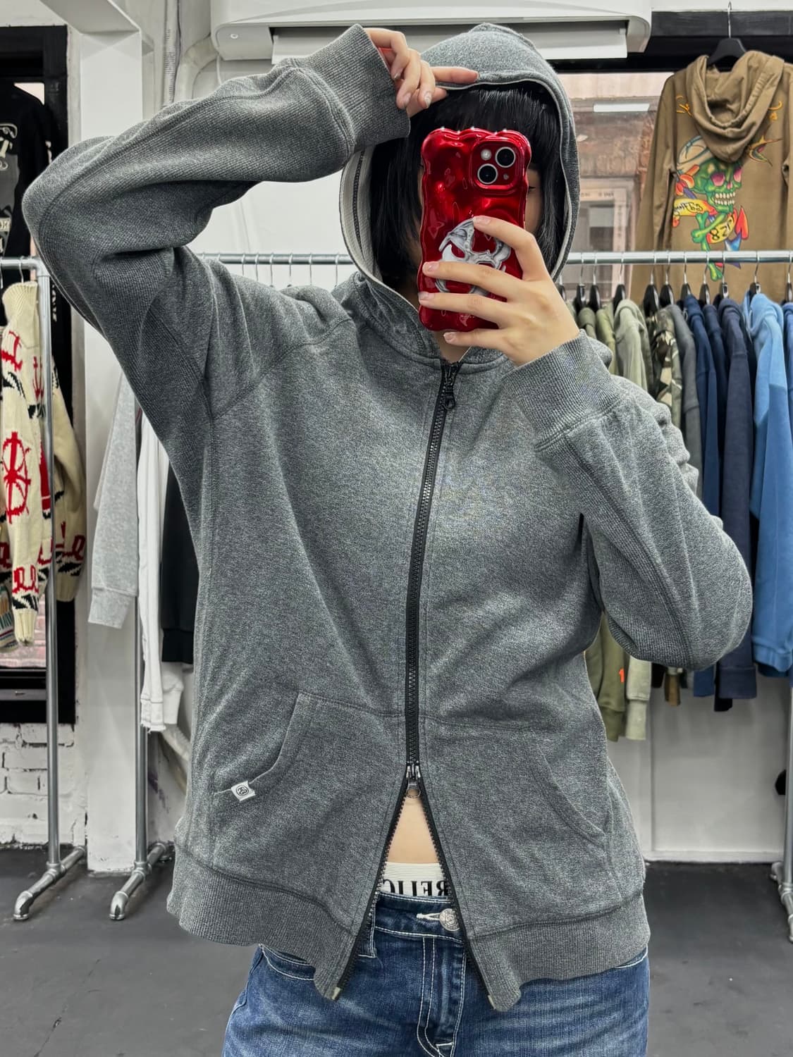 스투시 써멀 그레이 후드집업 상품이미지3