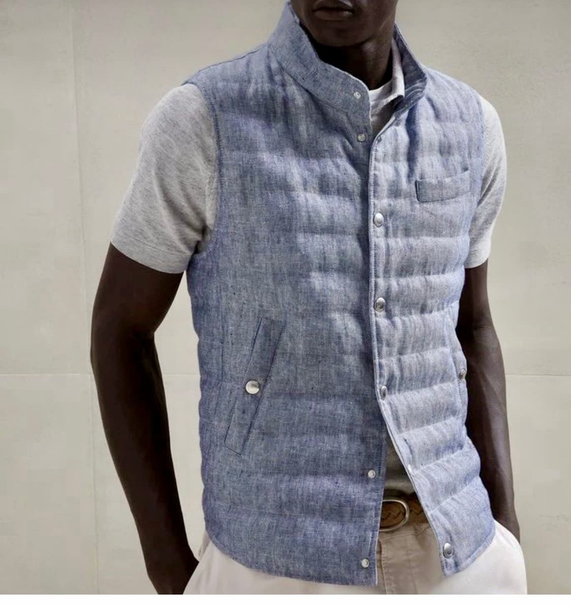 브루넬로 쿠치넬리 새상품 구스다운 카나파 린넨 베스트 자켓 상품이미지2