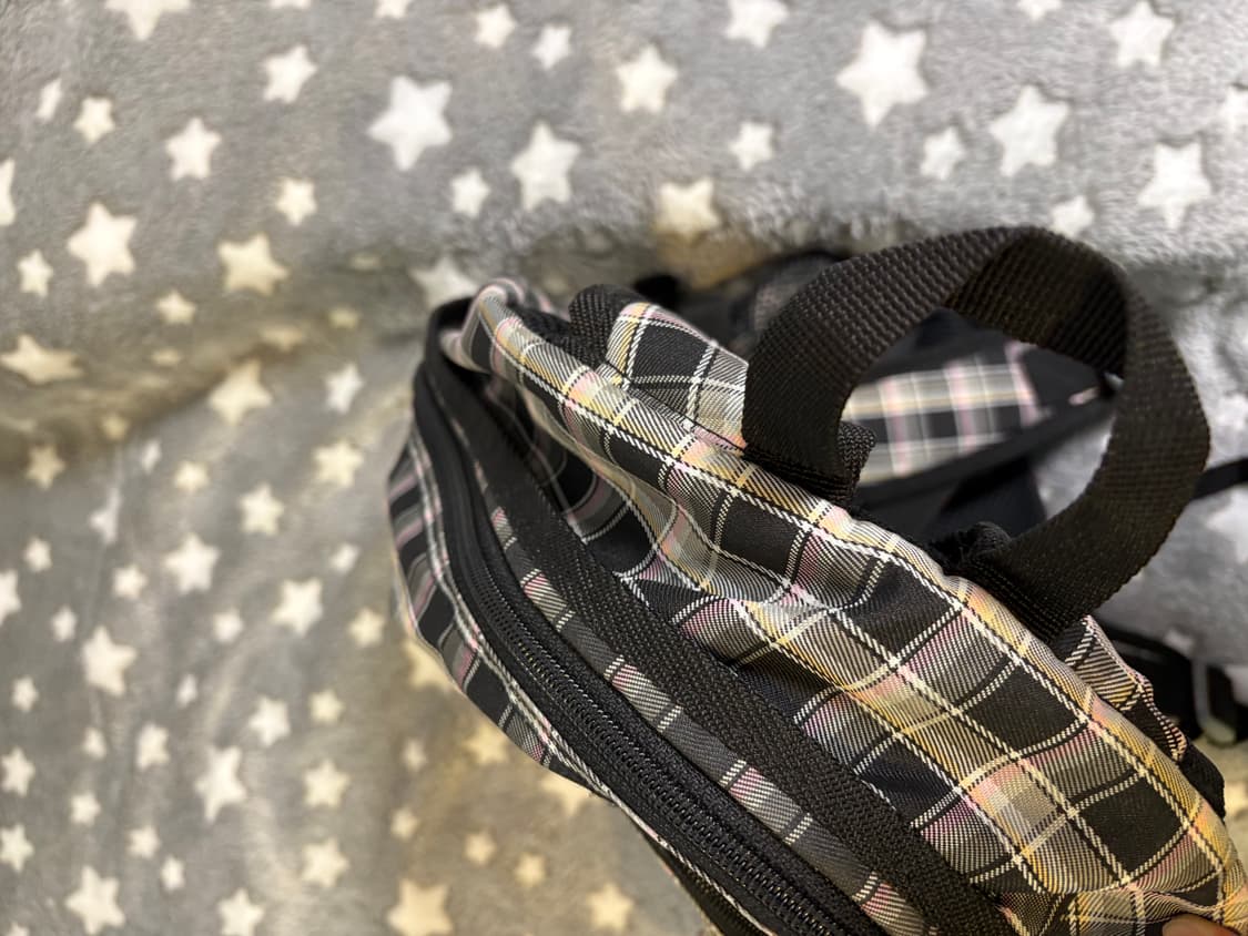 elle 엘르 일본 빈티지 체크 백팩 블랙 핑크 y2k  상품이미지6