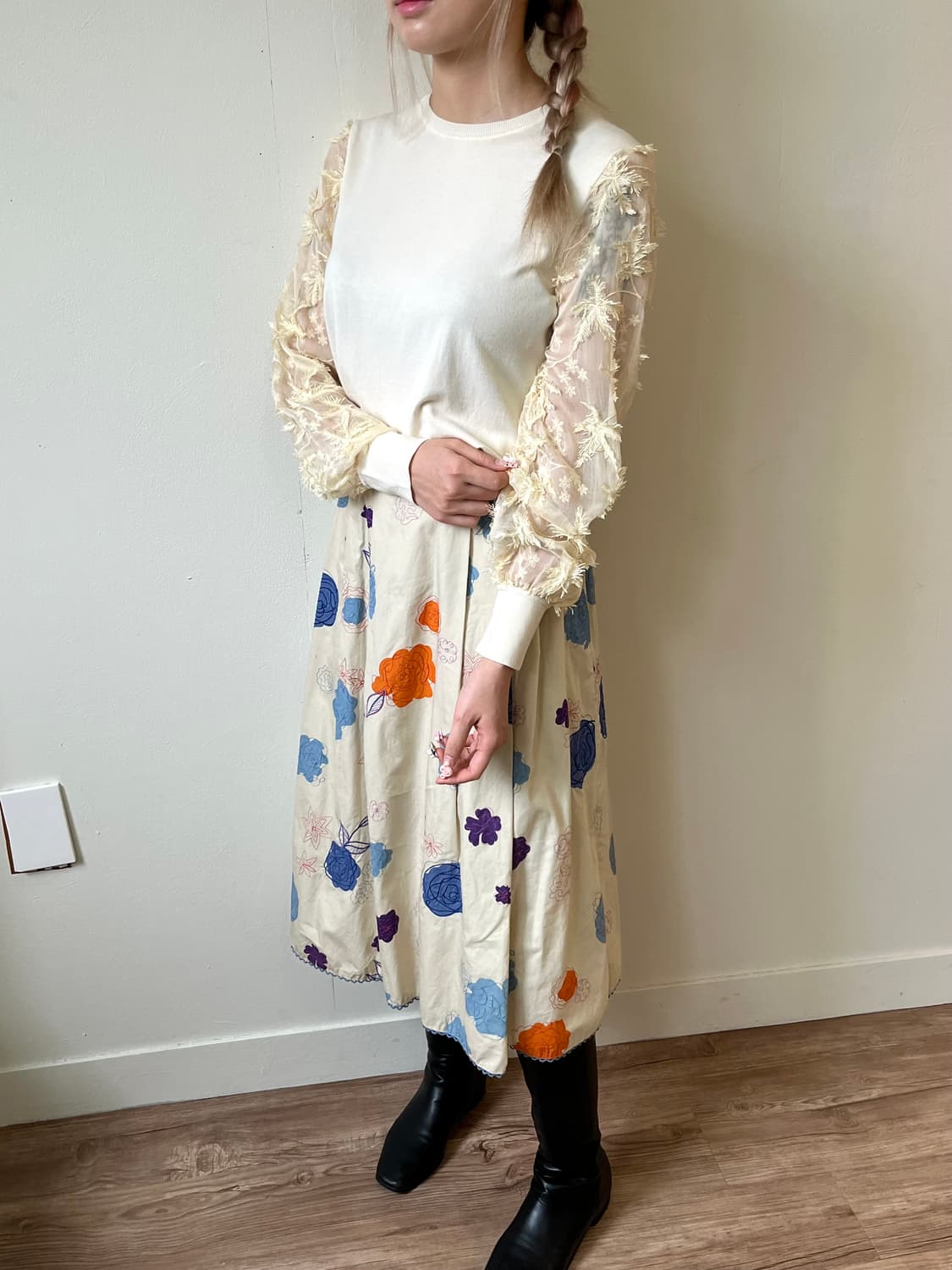 Loungedress 플라워 시스루 스웨터 상품이미지8