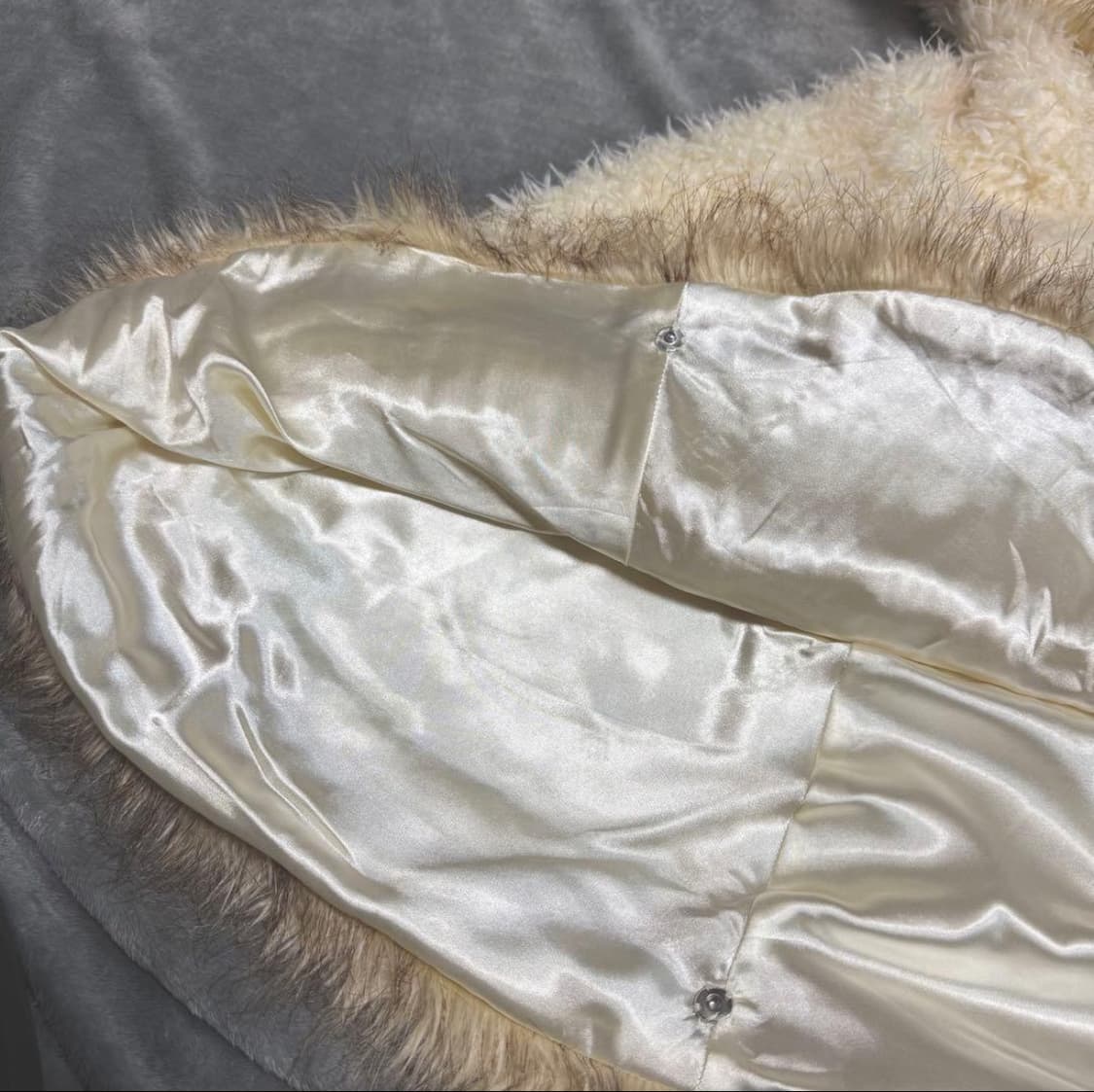 리즈리사 00년대 고전 퍼 후드 케이프 판초 코트 상품이미지4