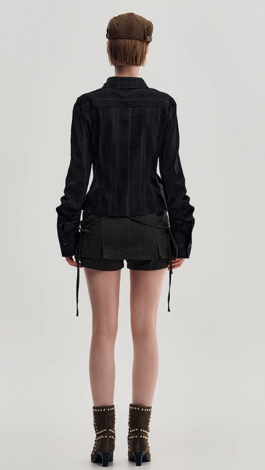 김지수 롱슬리브 버튼셔츠 블랙 상품이미지4