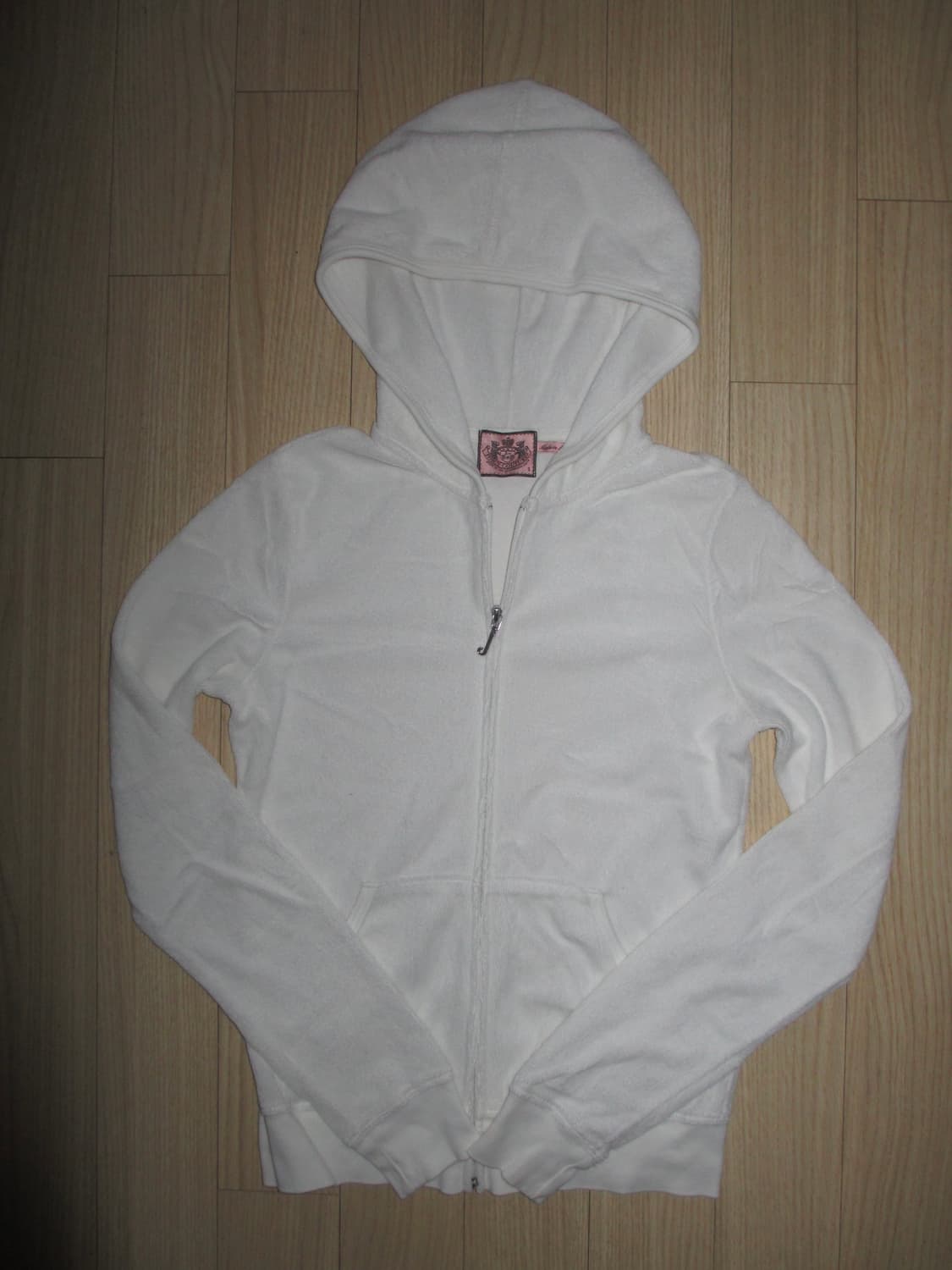 쥬시꾸뛰르 화이트 하트 체크 테리 후드 집업 상품이미지2