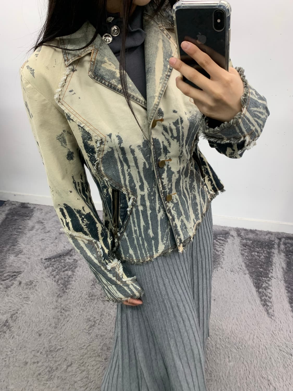 재패니즈 데님 워싱 카라 자켓 상품이미지1