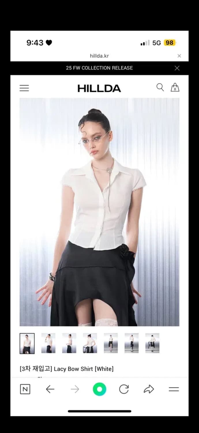 힐다 레이스 보우 셔츠 s 상품이미지1