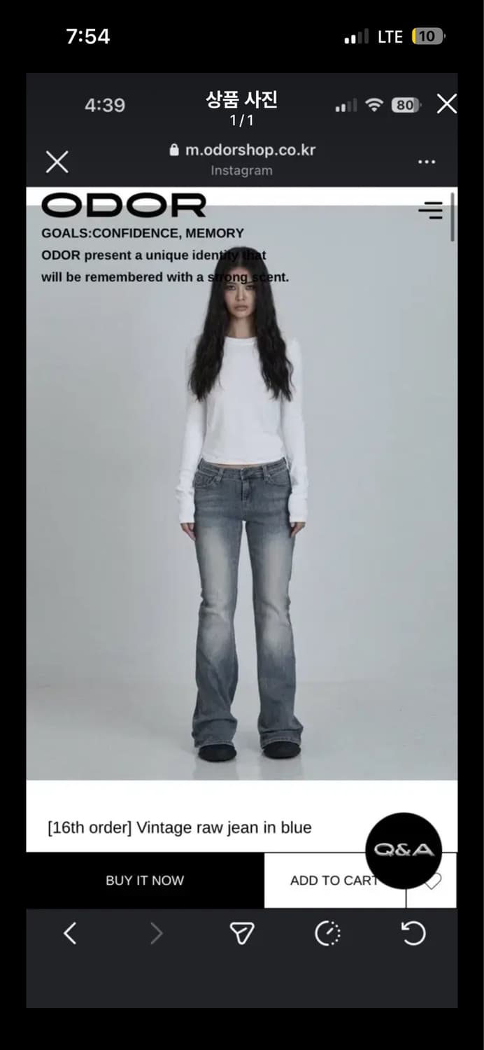 새상품 ODOR 빈티지 로우진 블루 3사이즈 상품이미지1