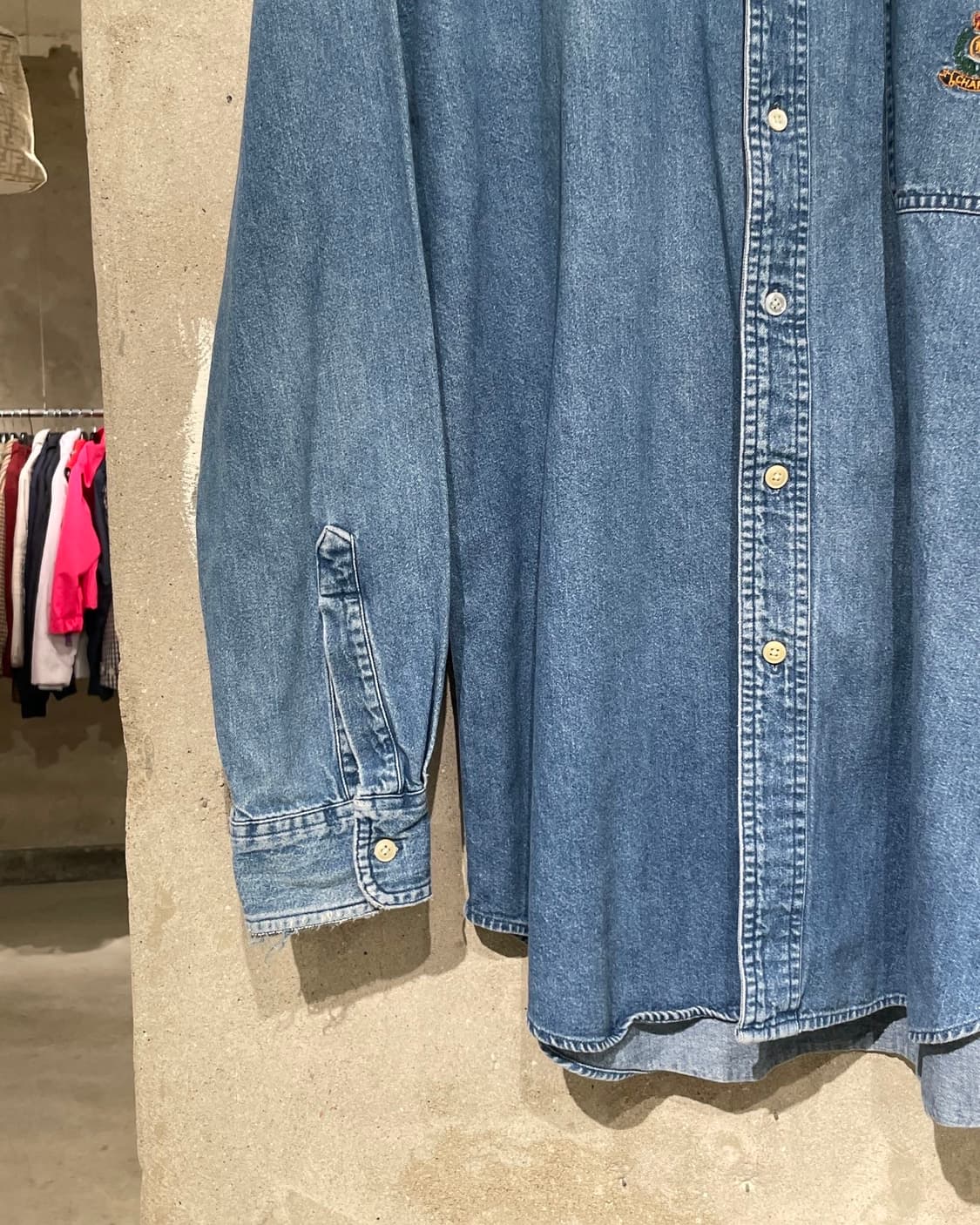 챕스 랄프로렌 연청 로고 싱글 포켓 데님 셔츠 상품이미지4