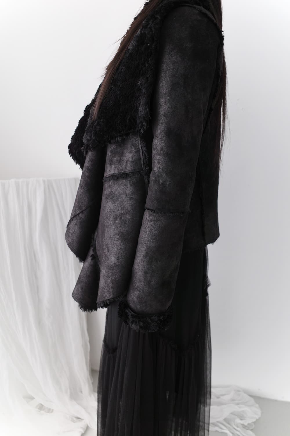 unbalanced flared fur jacket 상품이미지6