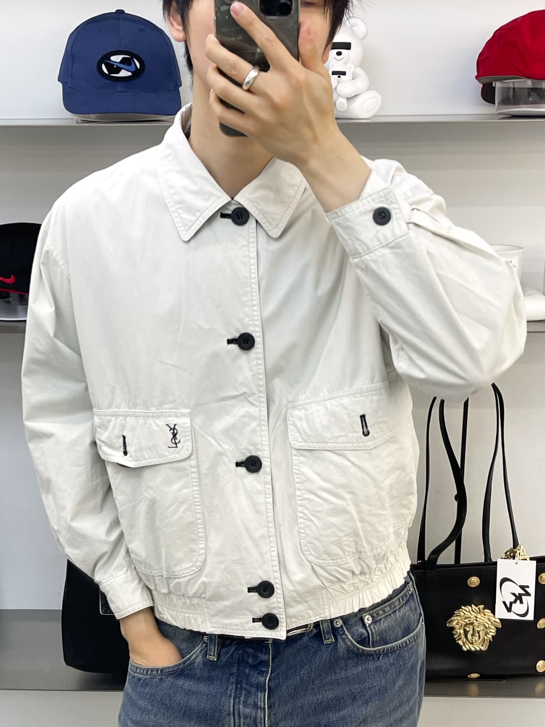 입생로랑 90s YSL 로고 블루종 자켓 상품이미지2