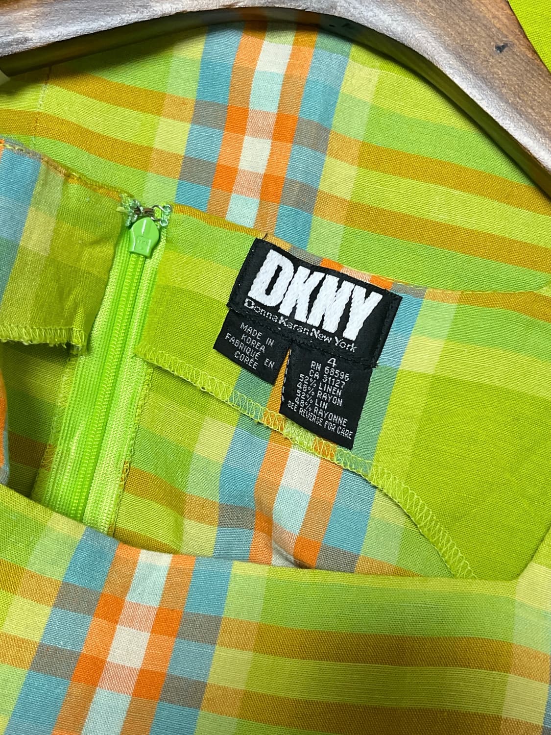 DKNY 라임 체크 민소매 원피스 상품이미지4