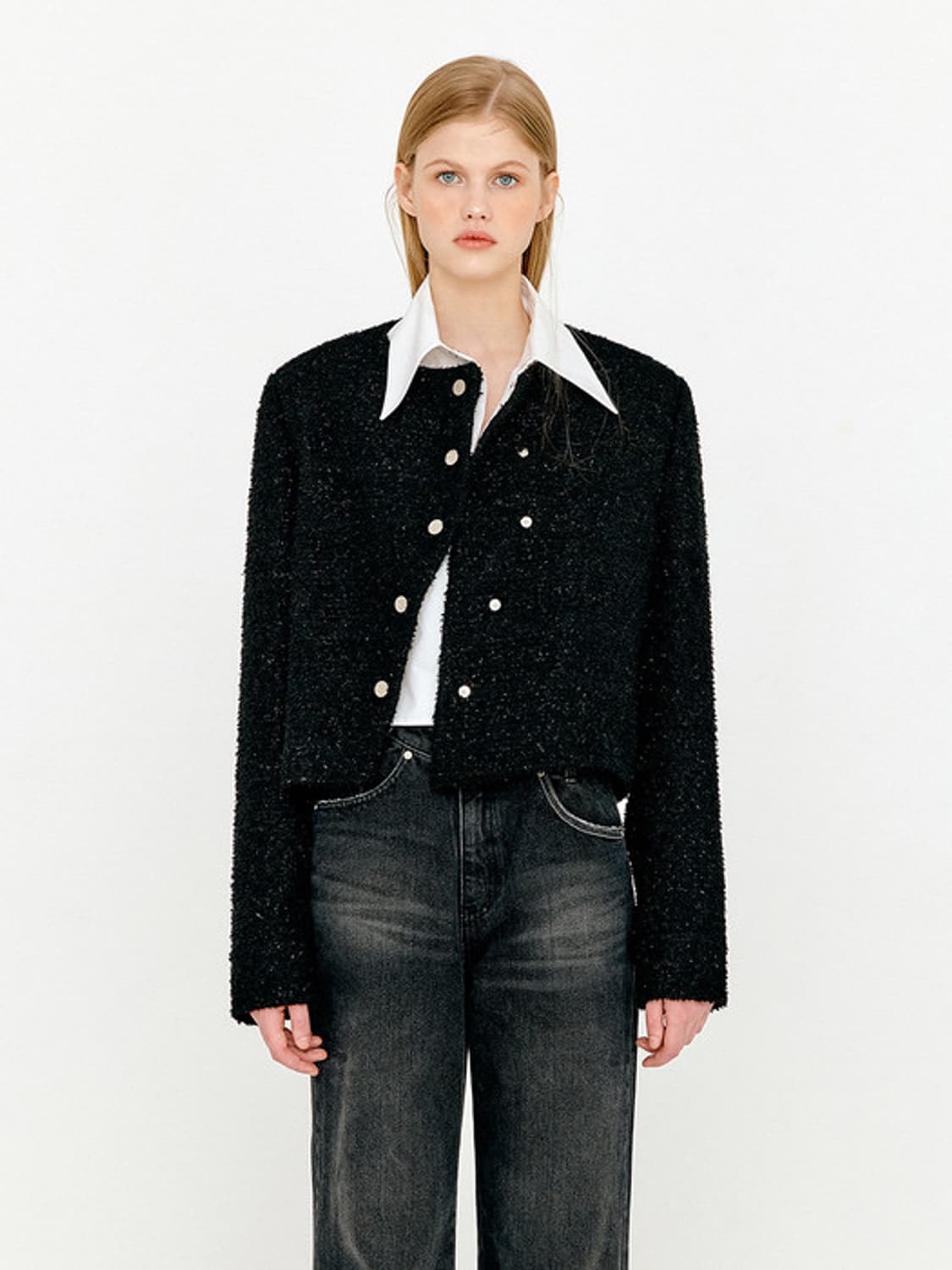 GLITTER WOOL BLENDED SHORT TWEED JACKET  상품이미지1