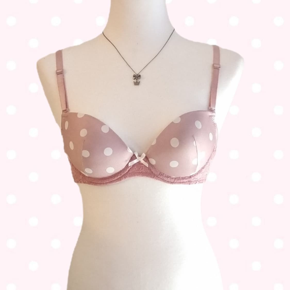 (새상품) 히메갸루 인디핑크 도트 레이스 브라 상품이미지1