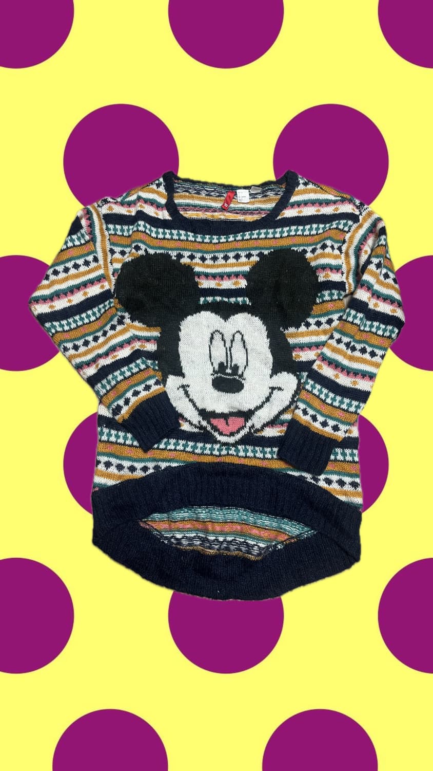 빈티지 미키마우스 패턴 니트 상품이미지1