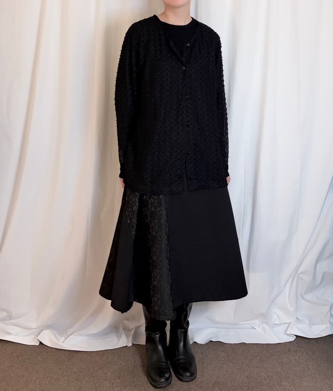 Punching Lace Cardigan – Black 상품이미지3