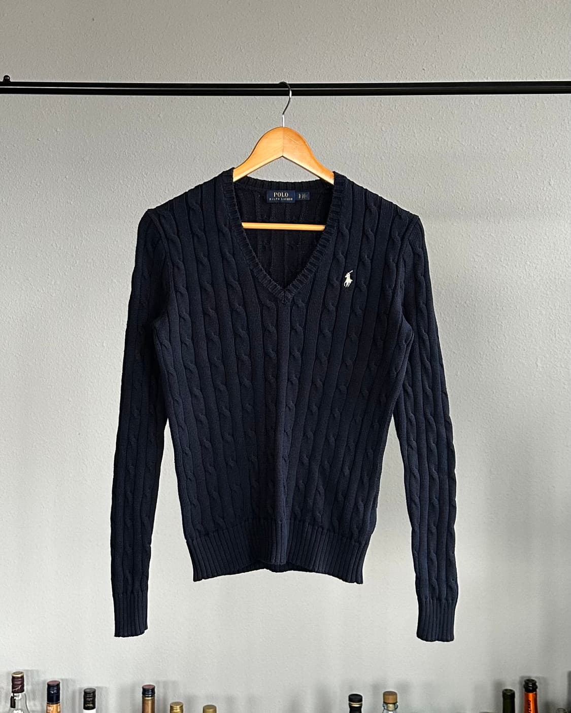 [S]폴로 랄프로렌 브이넥 꽈배기 케이블 니트 네이비 상품이미지1