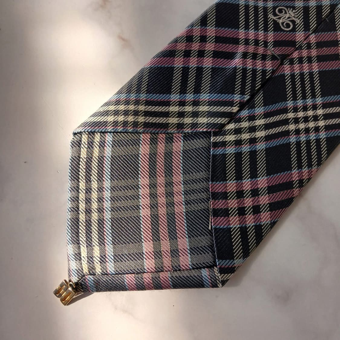 DAKS 닥스 실크 그레이 체크 넥타이 9.5cm B등급 e816 상품이미지6