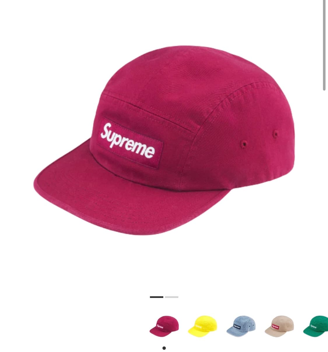 슈프림 워시드 치노 트윌 캠프캡 크랜베리  상품이미지1