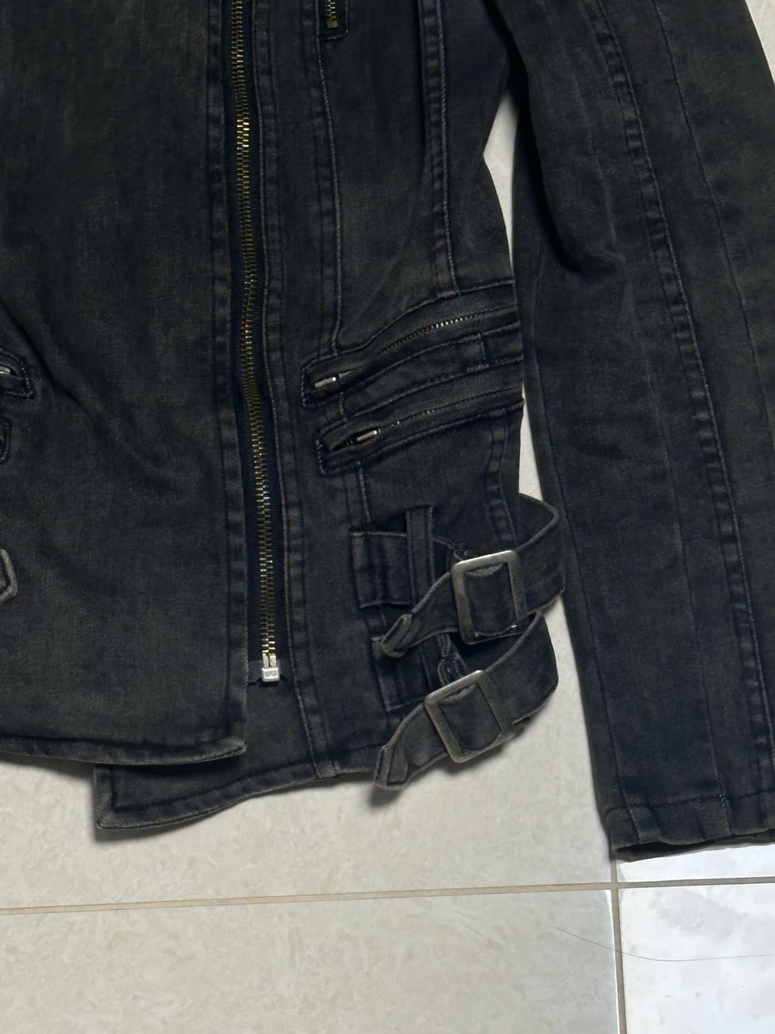 락시크 펑크 차콜블랙 y2k 라이더자켓 상품이미지3