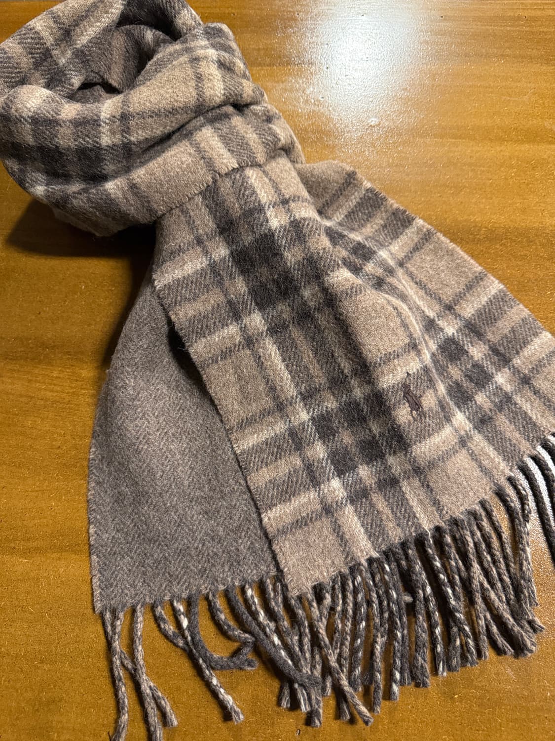 폴로 랄프로렌 이탈리아 리버시블 체크 울 머플러 브라운 상품이미지1