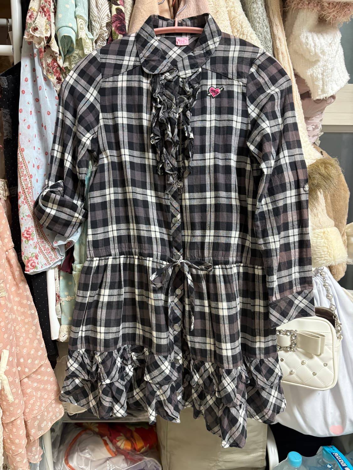 메조피아노 체크 큐빅 프릴 캉캉 원피스 히메갸루로걀 상품이미지1