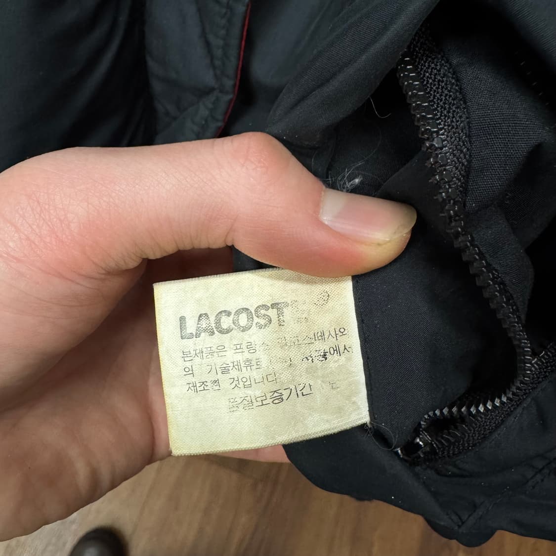 00s 라코스테 리버시블 덕다운 패딩 점퍼 레드 블랙 상품이미지5