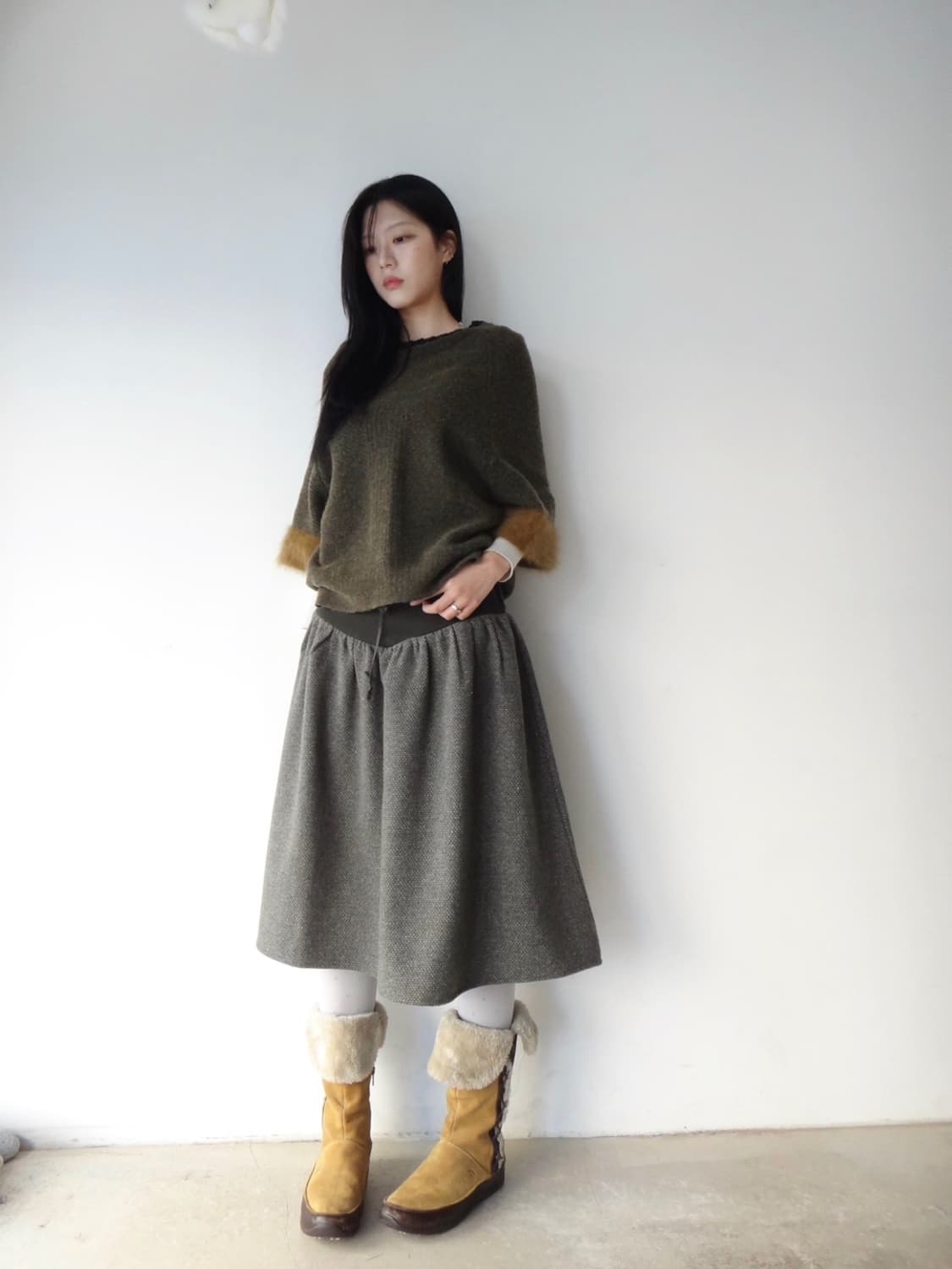 Muse fur half knit / khaki 상품이미지4