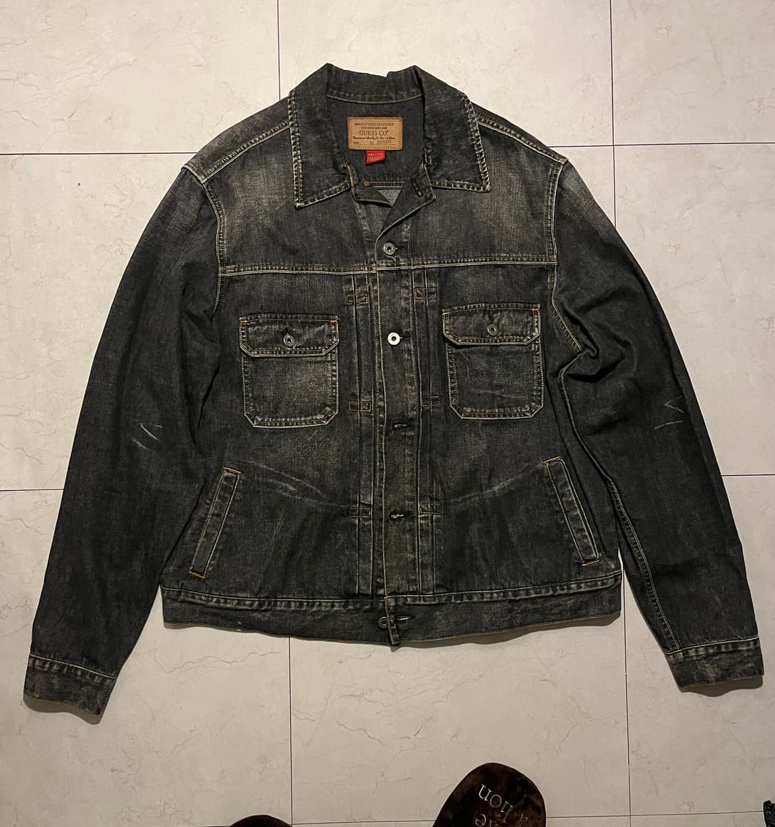 00s 게스 흑청 데님 자켓 xxl 상품이미지3