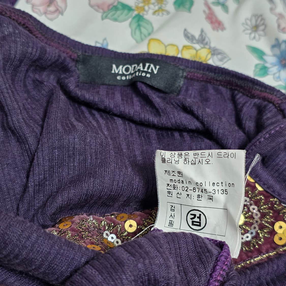 인도풍빈티지)퍼플 휴양지 모리걸y2k여름스팽글 오리엔탈 에스닉 슬리브리스 상품이미지4