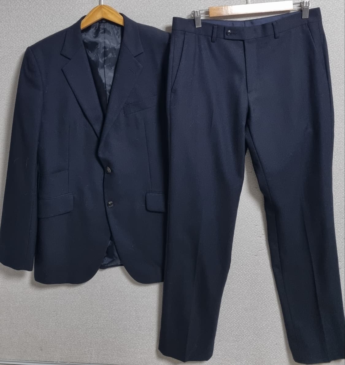 L (100) 커스텀멜로우 다크네이비 울100% 수트 정장세트 셋업 상품이미지1