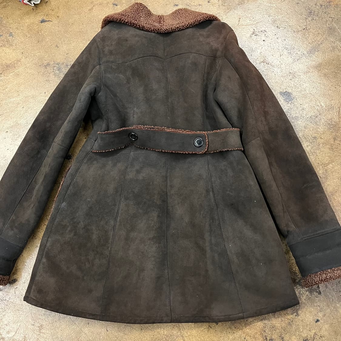 [정품] 빈티지 스웨이드 양가죽 무스탕 코트 b19 상품이미지4