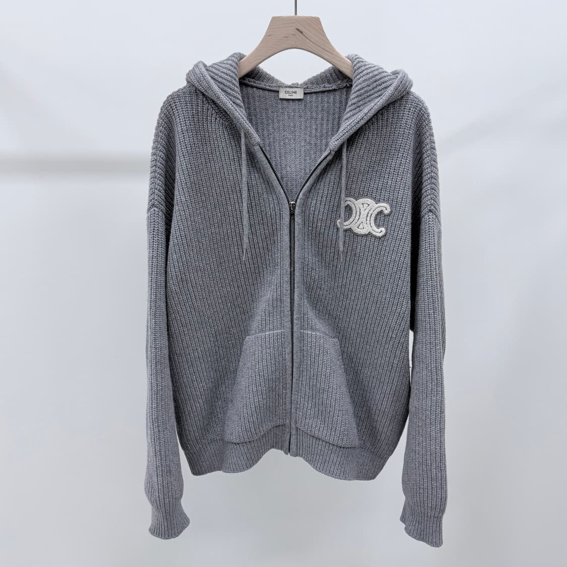 [S급/오버핏XS] 25FW 셀린느 트리오페 울 리브드 니트 후드집업 상품이미지1