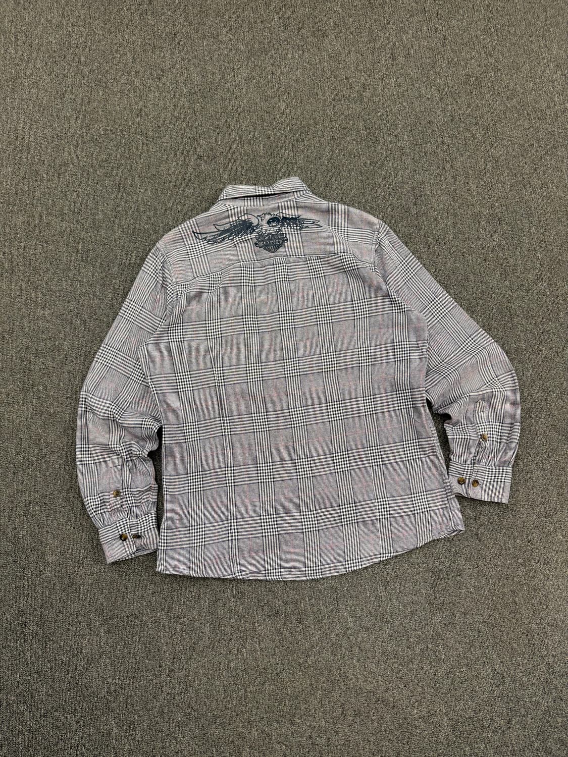 L)할리데이비슨 빈티지 후면 러버 프린팅 체크 긴팔셔츠 상품이미지6